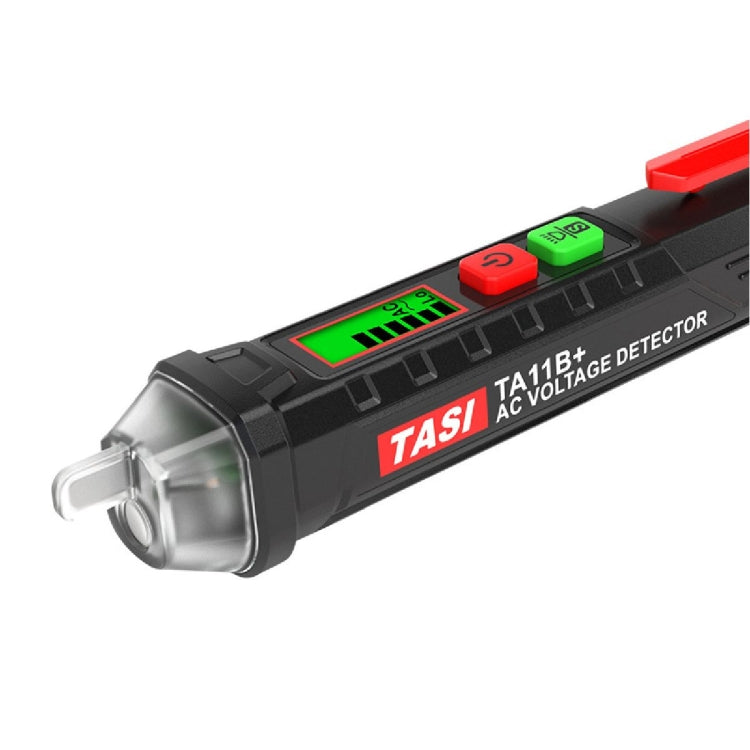 Non-contact voltage tester pen tip with green LCD bar indicator and red sensor button