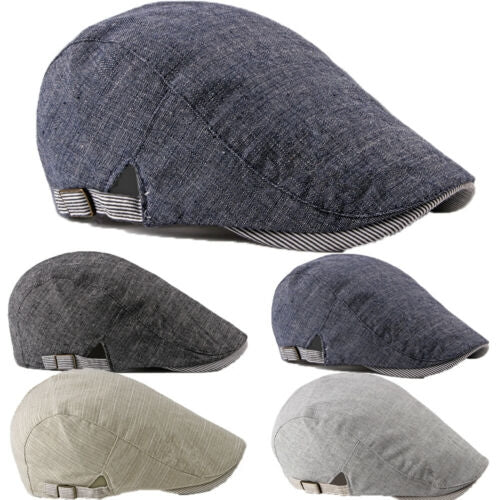 Adjustable cotton-linen berets in dark gray and light shade options