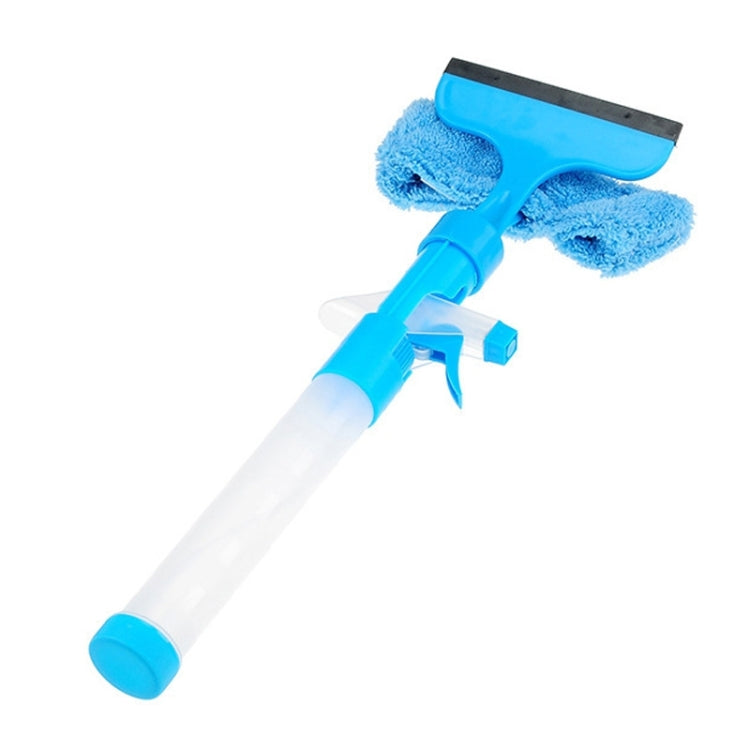 Blue spray cleaning scraper with two sponge heads and adjustable trigger handle