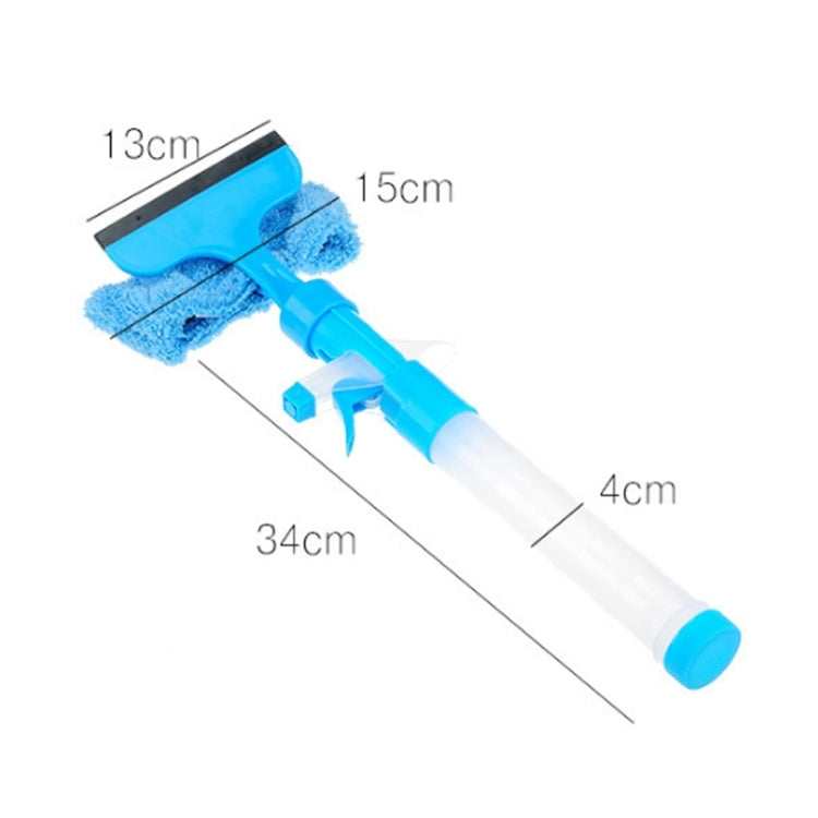Blue double-sided spray cleaning scraper with sponge pads and long handle