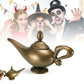 Gold magic lamp prop set with large and small lamps, pointed lid and side handle