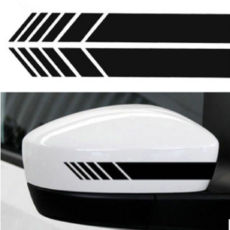 Reflective rearview mirror sticker strip, white cover with black diagonal stripe pattern