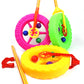 Play walker toy with pink and yellow wheels, green side wheel, and colorful gears