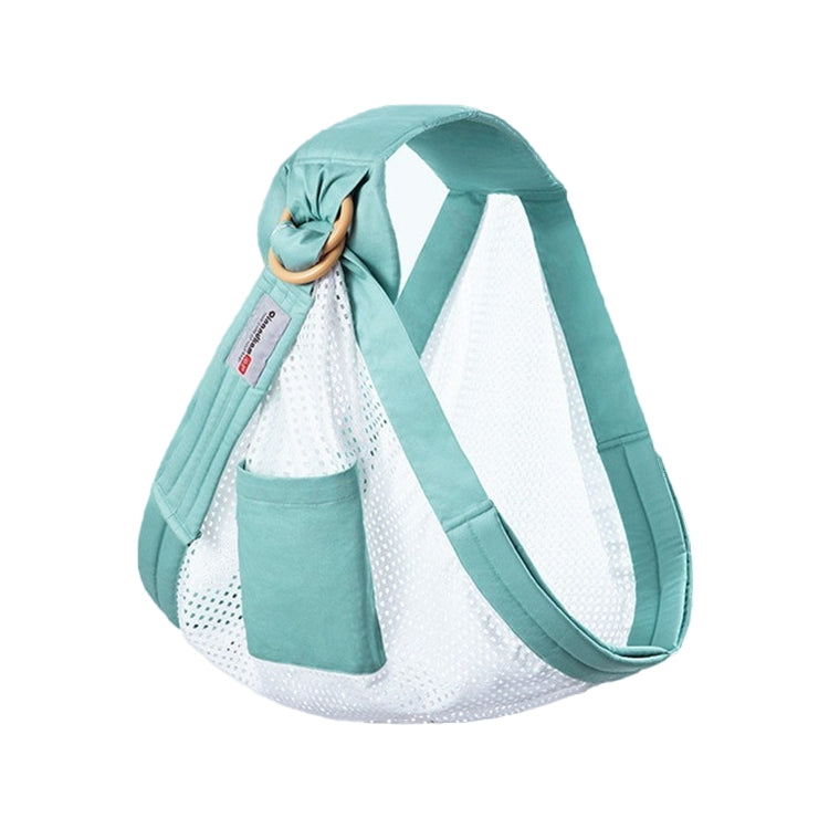 Mint green baby multifunctional strap with white mesh panel and ring handle pocket