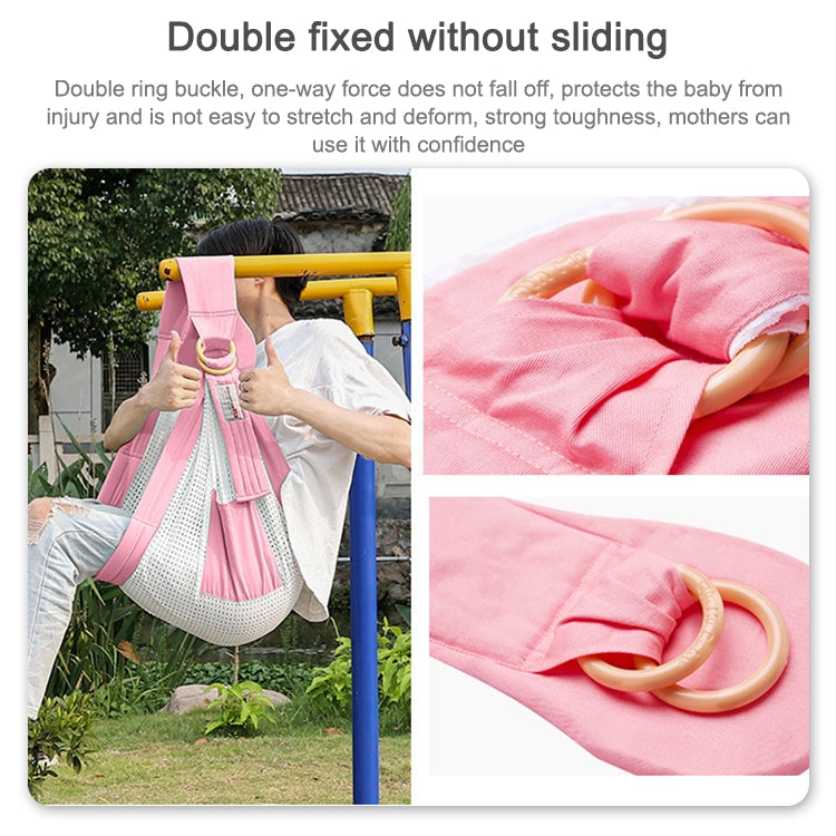 Pink baby multifunctional strap with ring buckle and mesh side pocket detail