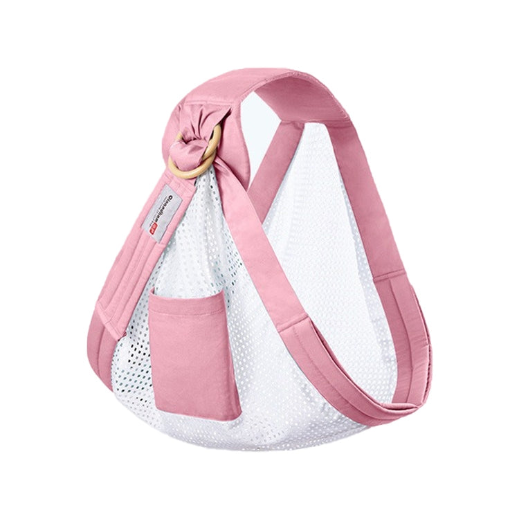 Pink baby multifunctional strap with white mesh panel and ring handle pocket
