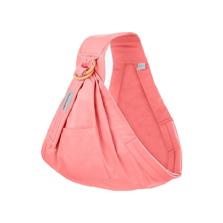 Baby fabric carry sling, pink with gathered hood and front pocket