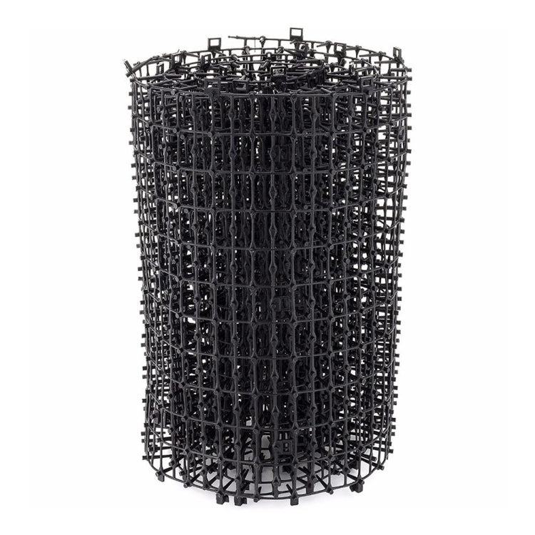 Black cylindrical wire mesh roll, tall grid fence deterrent