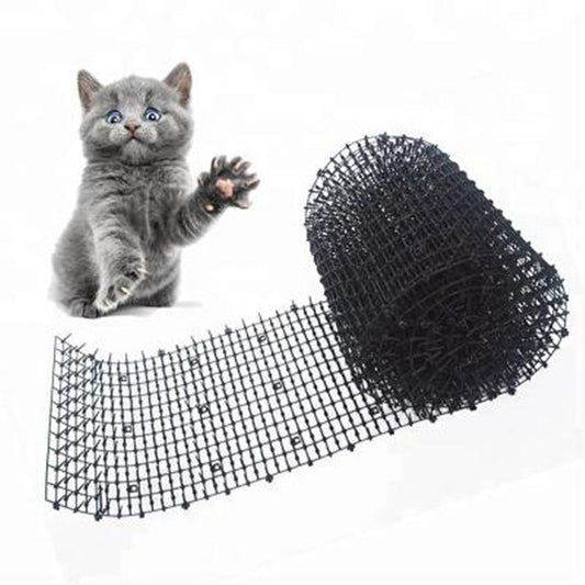 Black wire mesh pet deterrent net roll with curved end, flexible grid sheet