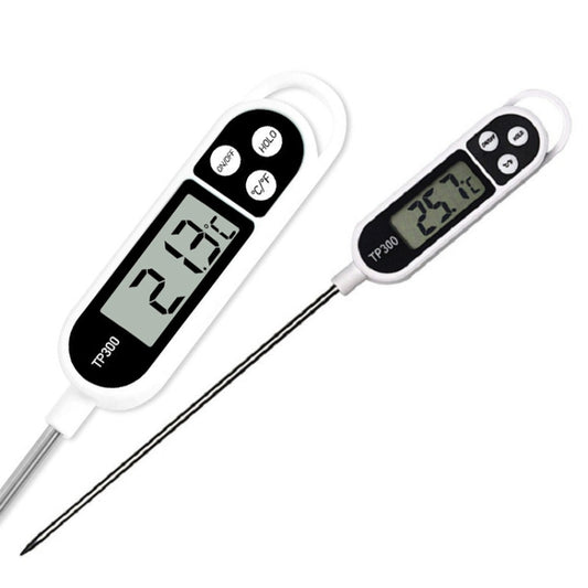 Digital food thermometer with long stainless probe and LCD temperature screens