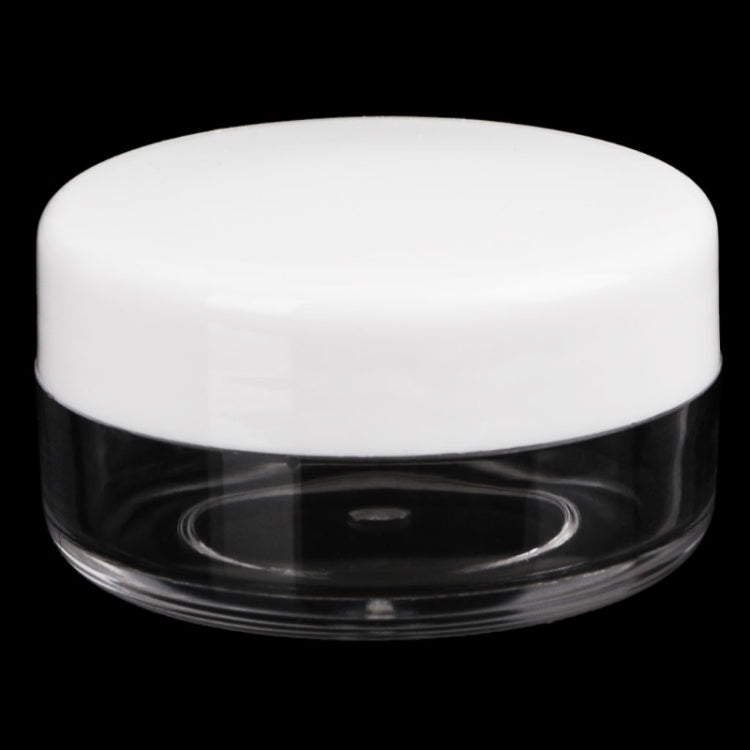 Mini 5ml cosmetic cream jar with white cap and clear plastic container