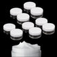 10 mini 5ml cream sample jars with white caps and clear bases