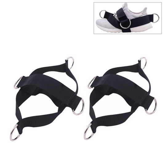 Black shoe cover pull-rope straps with metal rings, adjustable loops