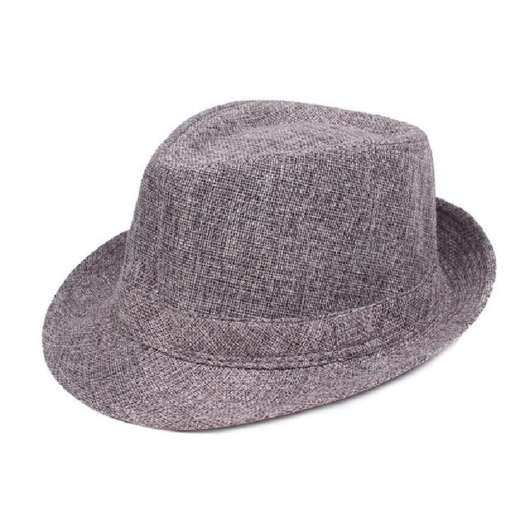 Purple-gray woven sun visor hat with short brim and stitched band, angled view.