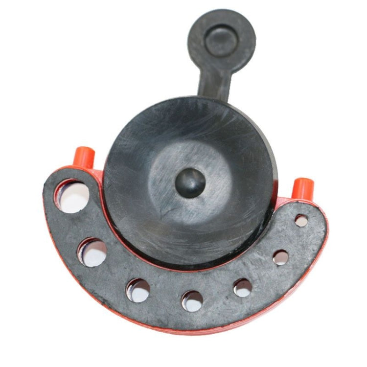 Gray suction disc and orange base with metal blade plate and mounting holes