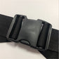 Black ankle strap buckle with woven webbing and plastic adjuster