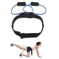 Blue leg training elastic band with black ankle straps and adjustable belt