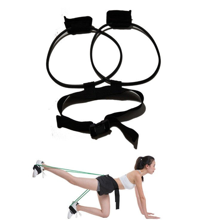 Black leg training elastic band set with adjustable straps and loop handles