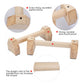 Wooden double-rod push-up stand showing hex bases and screw fastening points