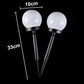 Solar ground bulb lights with 10cm globe and 33cm stakes, pair shown
