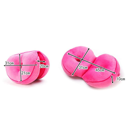 Pink dual hip lift seat cushion with two contoured pads and center openings