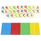 Montessori alphabet tiles and colored counting rods laid out for learning