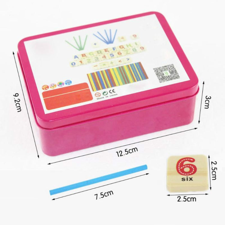 Montessori magnetic math kit in pink case with blue rod and number cubes