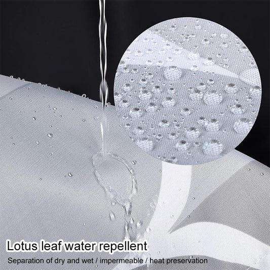 Water-repellent waterproof shower curtain fabric, light grey with raised dot texture