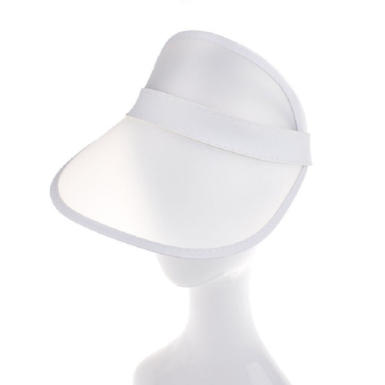 Adult transparent PVC sun visor cap with clear shield and white brim