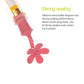 Red flower-shaped silicone bottle stopper sealing a bottle neck