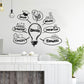 Black light bulb wall sticker with motivational word bubbles and icons