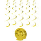 Gold spiral hanging PVC ornaments set of 5, hanging curled ribbon style