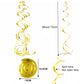 Gold spiral hanging PVC ornaments set of 5 with approx 70cm length