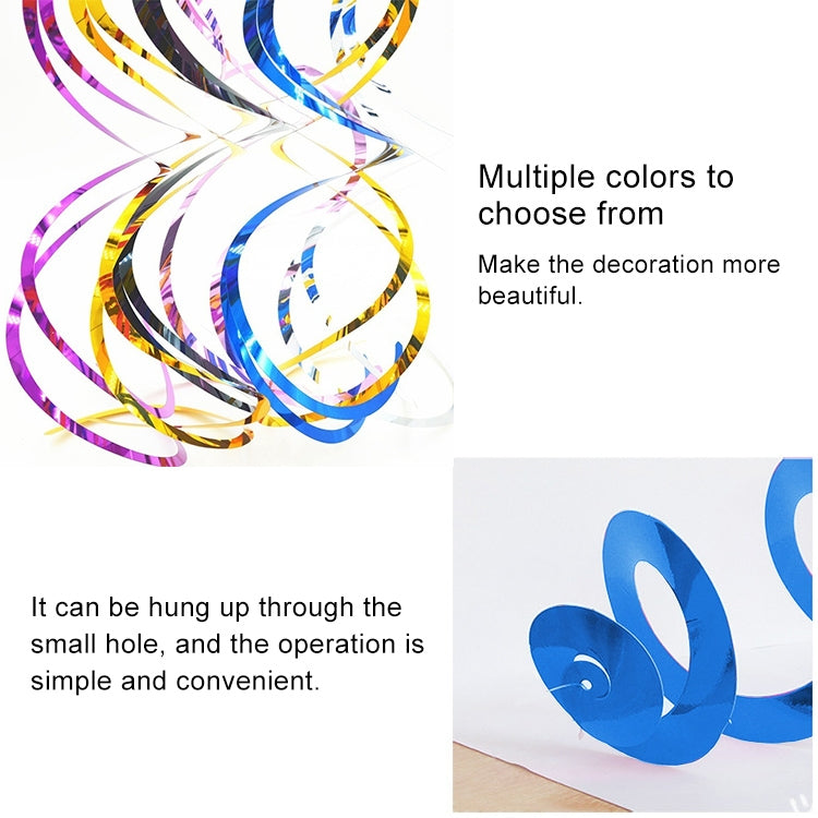 Multicolor spiral hanging PVC ornaments set of 5, shiny curled decorations