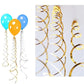 Blue and gold spiral hanging PVC ornaments set of 5, curled ribbon style