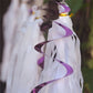 Purple and gold spiral hanging PVC ornaments set of 5, shiny curled ribbons