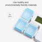 Sky blue electronic medication organizer with four translucent lid compartments