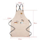 Beige thick canvas apron with tool pockets, X-back straps, and adjustable tie details