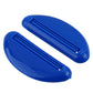 Pair of blue toothpaste squeeze tools, oval bodies with ridged internal press