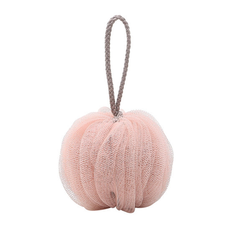 Pink mesh bath sponge lantern with hanging rope loop