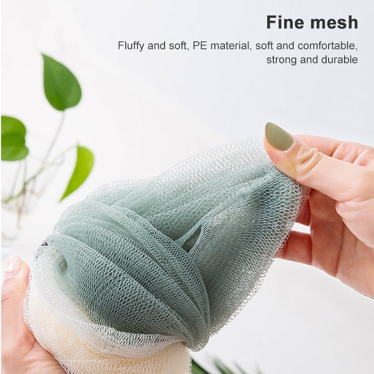 Green mesh bath sponge lantern with rope loop