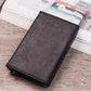 RFID card wallet, black faux leather cover with card slots at the top edge