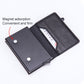 RFID card wallet, black faux leather, open with magnetic-style closure