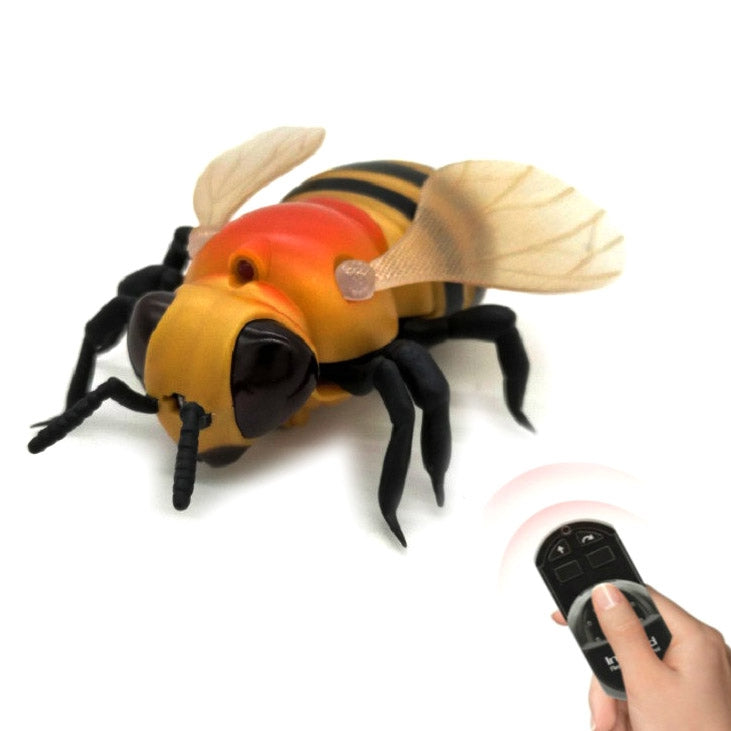 Yellow and black bee electric toy with plush wings and infrared remote controller