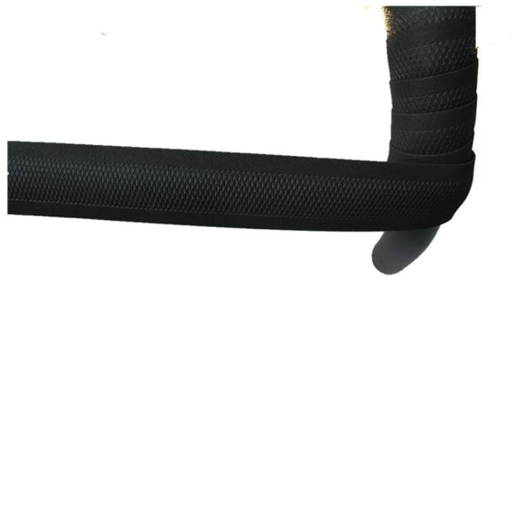 Black road bike handlebar tape with textured grip strip and bar-end wrap end cap