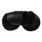 Two black handlebar tape rolls with crosshatched mesh texture and smooth edge