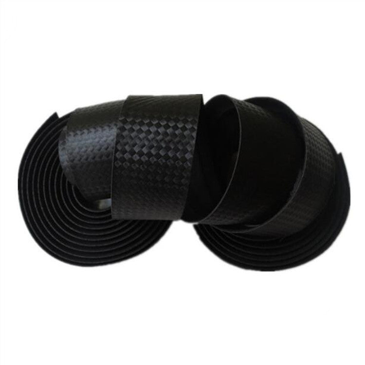 Two black handlebar tape rolls with crosshatched mesh texture and smooth edge
