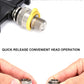 Close-up of bike pedal quick-release axle with yellow ring; hands press and remove