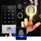 Fingerprint password access control with illuminated fingerprint sensor and numeric keypad