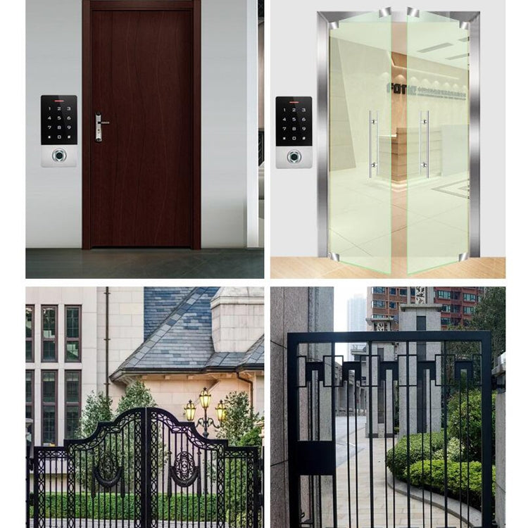 Door access control keypad and fingerprint reader installed on entry door and gate